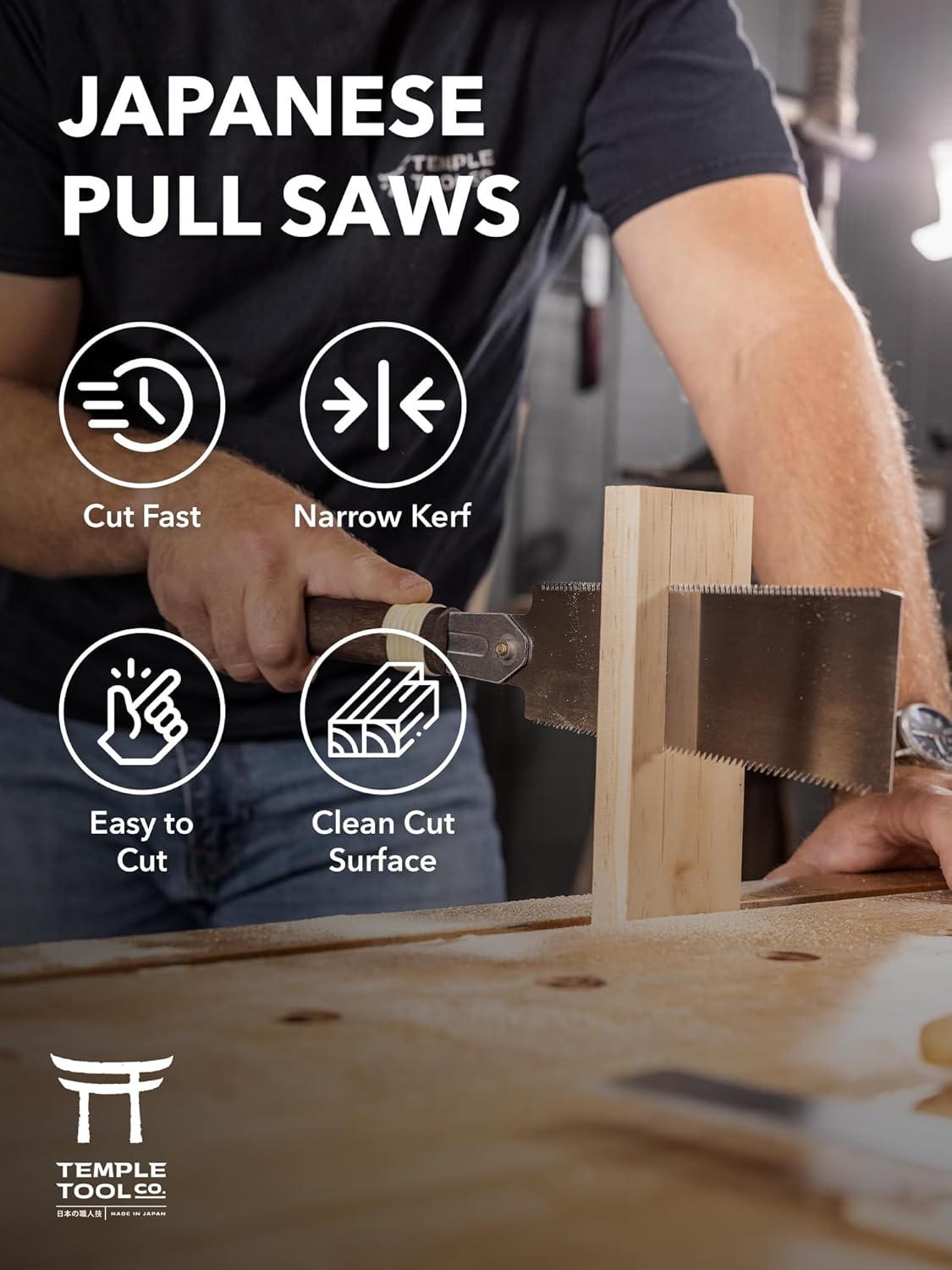 Japanese Pull Saw - 7 Ryoba Hand Saw with Rip-cut and Crosscut - for Dovetails, Tenons, Joinery, Cutting Boards to Length & Width- Temple Tool Co.