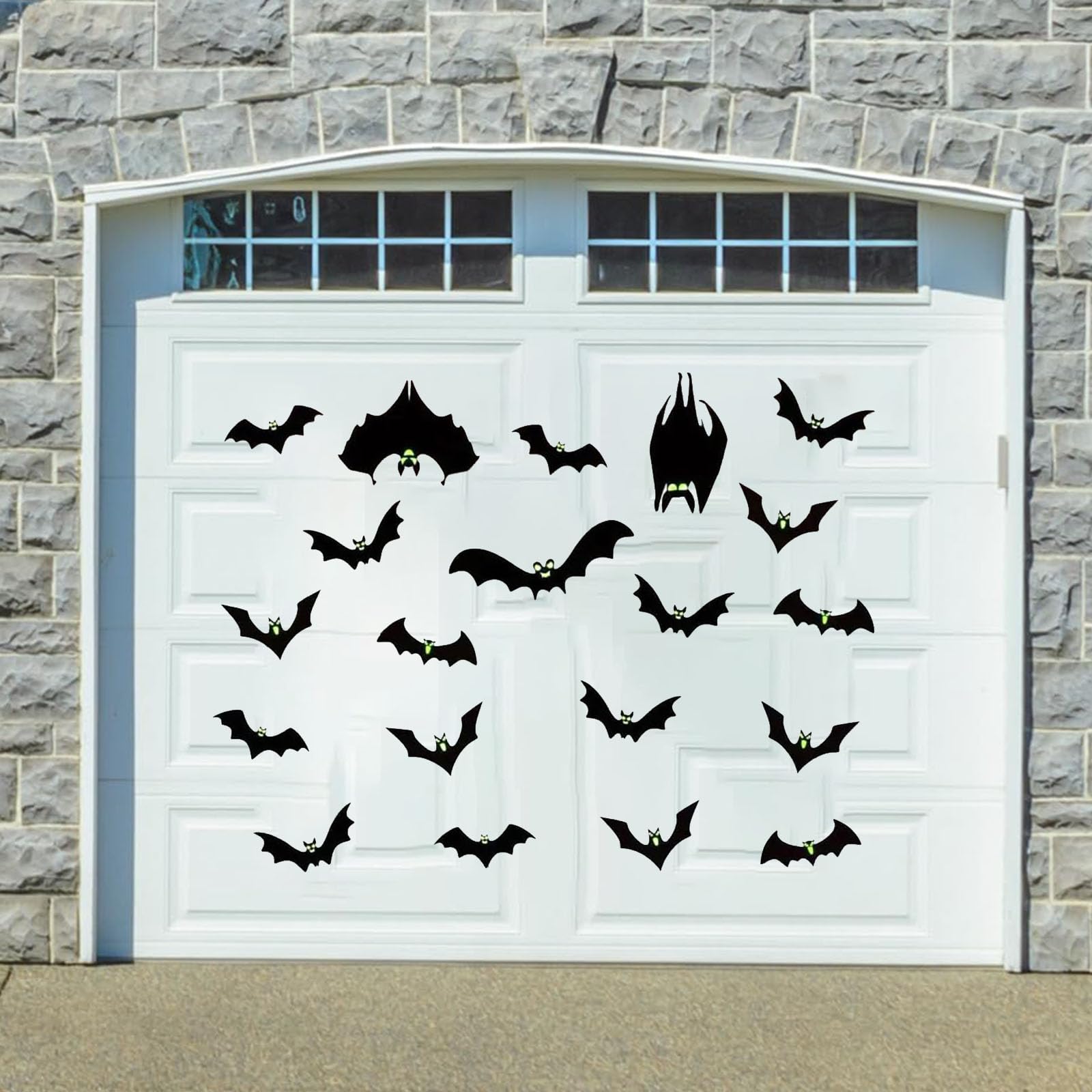 Chauves-souris magnétiques Halloween x24 avec yeux fluorescents pour extérieur