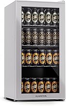 Klarstein Kühlschrank mit Glastür, Leiser Edelstahl-Kühlschrank, Indoor/Outdoor Getränkekühlschrank, Schmaler Weinkühlschrank für Getränke, 74L Kühlschrank mit Herausnehmbare Ablagen, 5-18°C