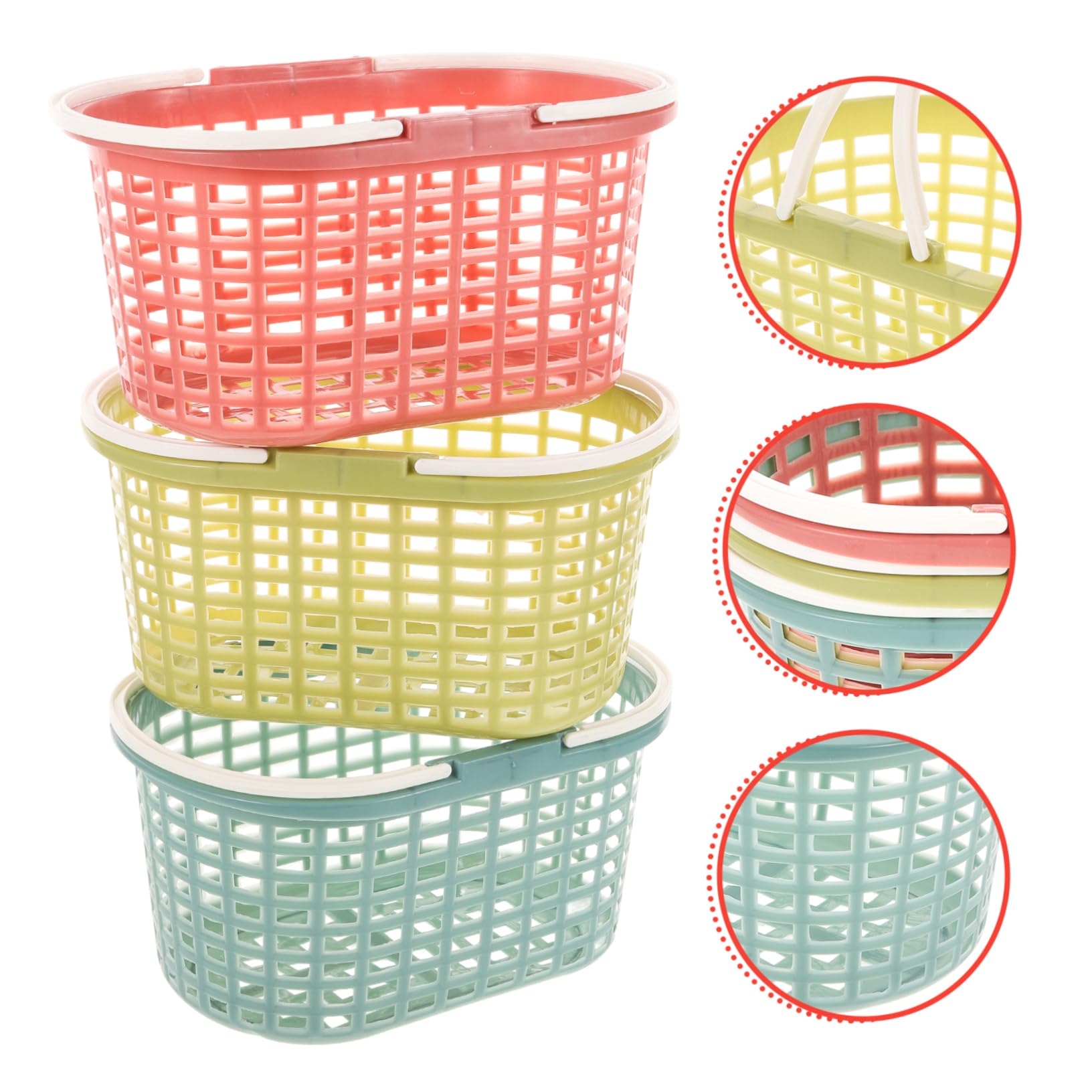 Panier De Rangement Plastique Perforé Avec Poignée - Corbeille Bleue Pour Salle De Bain, Douche, Rangement Shampoing Gel - Multifonction Empilable