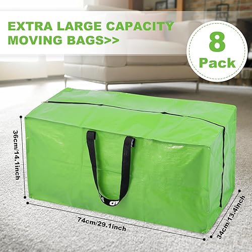 Miniatura 9 de Bolsas de mudanza transparentes  Paquete de 20 bolsas de almacenamiento extra grandes y resistentes con cremallera y asas de refuerzo  29 x 14 x 13