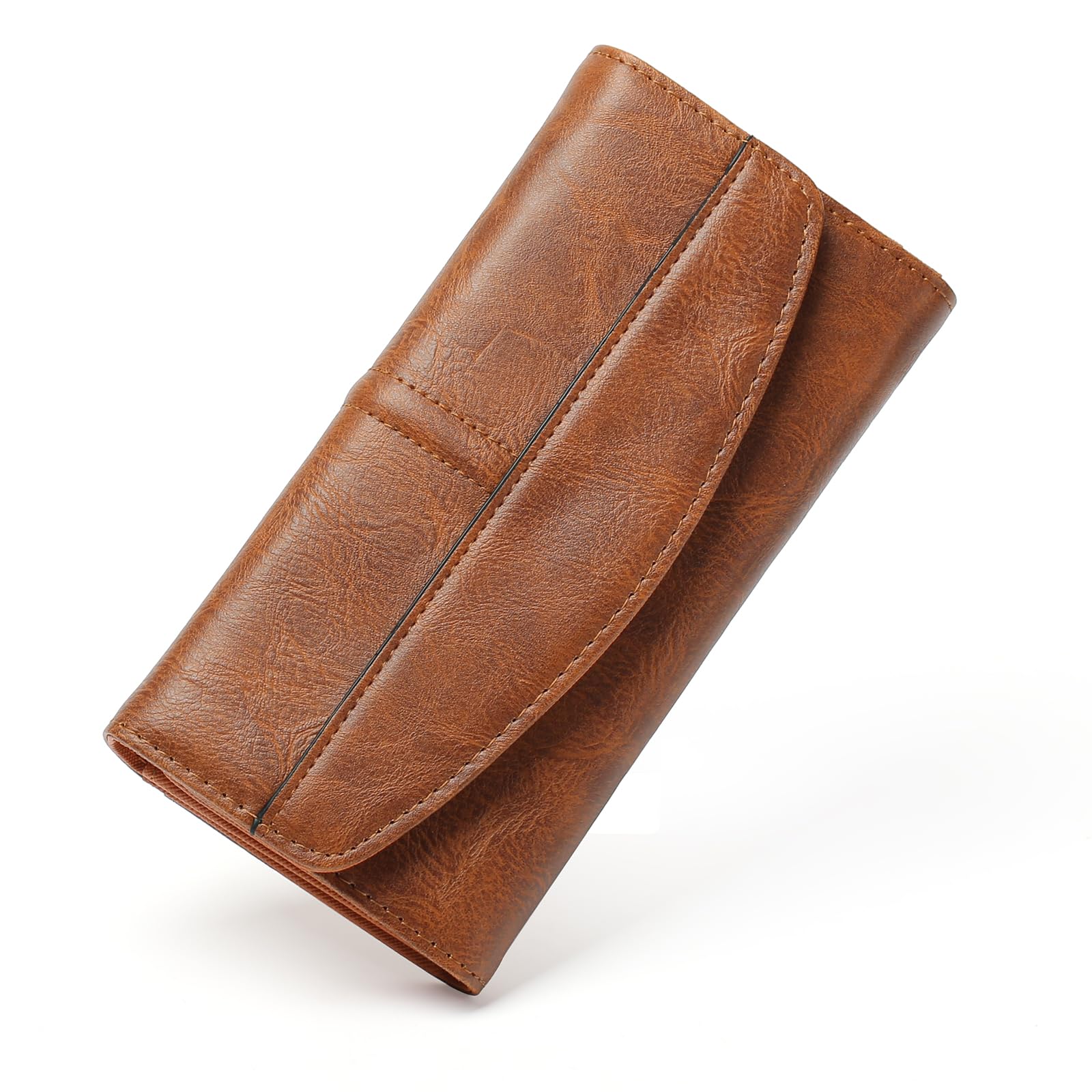 RNIEGA Womens Wallet Large Capacity Leather RFID Blocking Wallets for Women Clutch Credit Card Holder with Zipper Pocket
