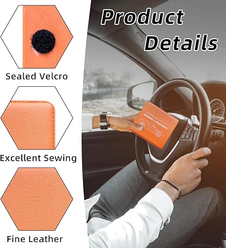 Miniatura 9 de Augeny 2 soportes para registro y seguro de automóvil, organizadores de documentos de licencia de vehículo con cierre, accesorios esenciales para