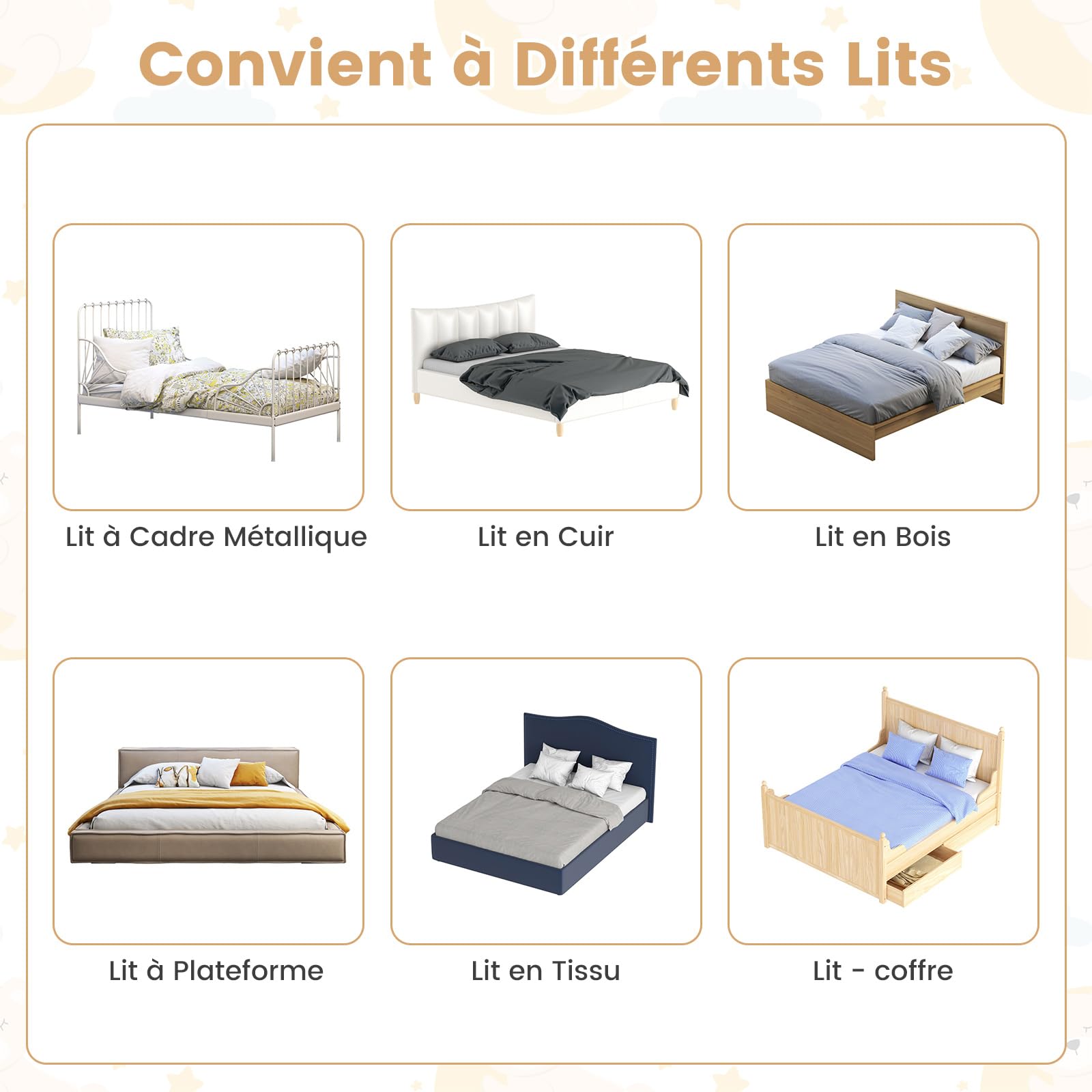 COSTWAY Barrière de Lit Pliable pour Bébé/Enfant Barre de Lit Rabattable avec Mousse Souple, Trous Pré-Percés Barrière de Protection Bébé Chambre à Coucher (Blanc, 152 x 42 cm)