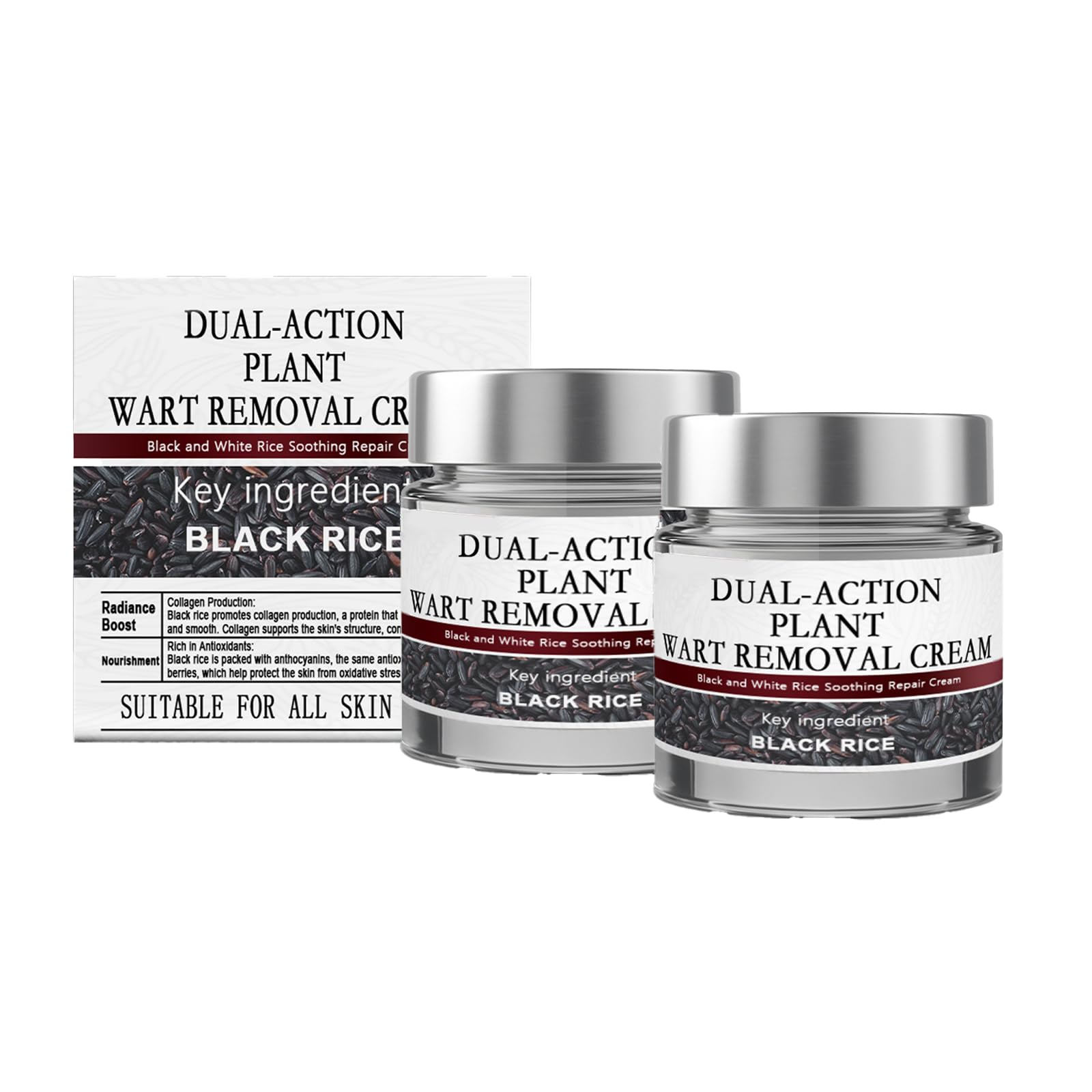 KeraErase Dual-Action Renewal Cream, Black and White Rice Soothing Repair cream, Natural Body Serum Suitable for All Skin Types. 2pcs