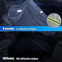 Vista 4 de Favoto - Funda impermeable para moto, universal, tela Oxford, orificio de seguridad, 3 bandas reflectantes, hebillas, bolsa para guardar, protege