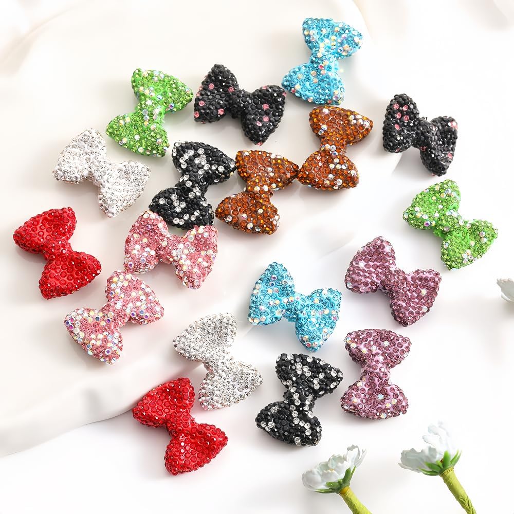 Bow Beads for Pens 15 Pcs Rhinestone Focal Bead for Crafts Fits for Beadable Pens Jewelry Making Braclets Bling Chunky Glitter Beads for DIY Supplies - Image 5