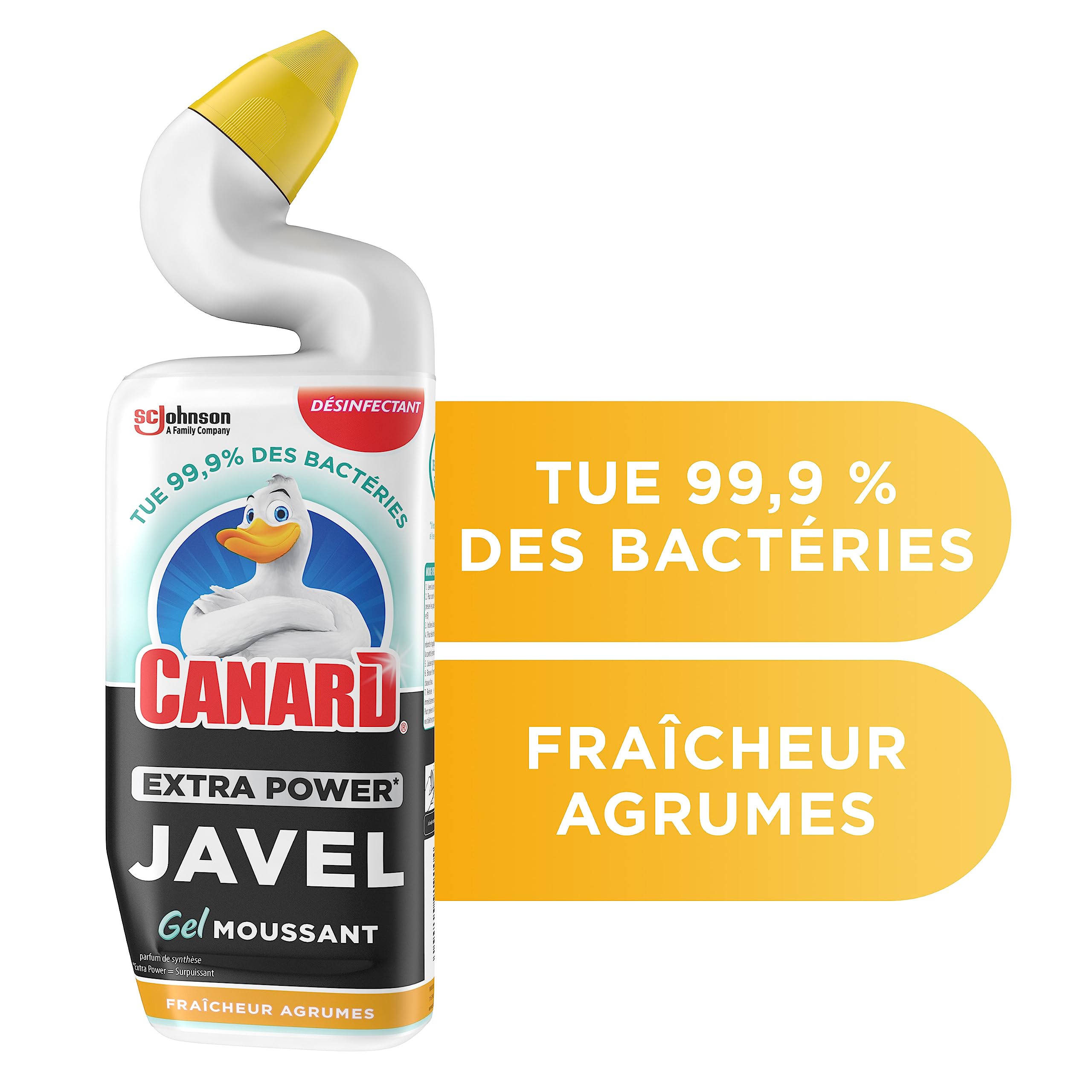 CANARD GEL EXTRA POWER JAVEL MOUSSANT AGRUMES 50% PLASTIQUE RECYCLE