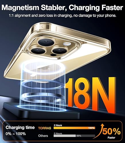 Miniatura 4 de TORRAS Funda magnética transparente de diamante para iPhone 13 Pro competible con MagSafe protección de grado militar parte trasera dura protectora