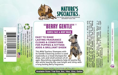 Miniatura 2 de Nature's Specialties Berry Gentle Ultra Concentrado Face and Body Wash para mascotas, hace hasta 16 galones, elección natural para peluqueros
