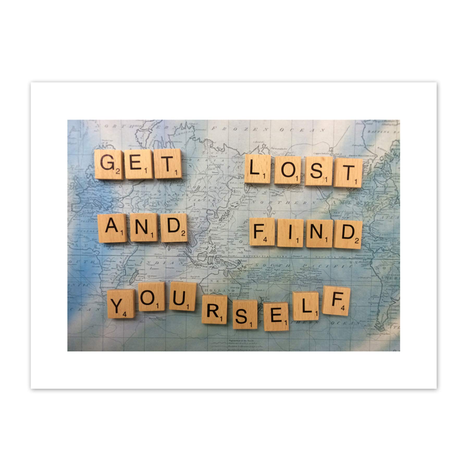 Get Lost Find Yourself Travel Scrabble Canvas Wall Art Print
