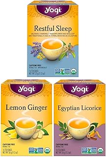 Yogi Tea - Canada Herbal Tea Variety Pack Sampler (3 Pack) - Includes Yogi Restful Sleep Tea, Yogi Egyptian Licorice Tea, and Yogi Lemon Ginger Tea - Caffeine Free Organic Herbal Tea - 48 Tea Bags