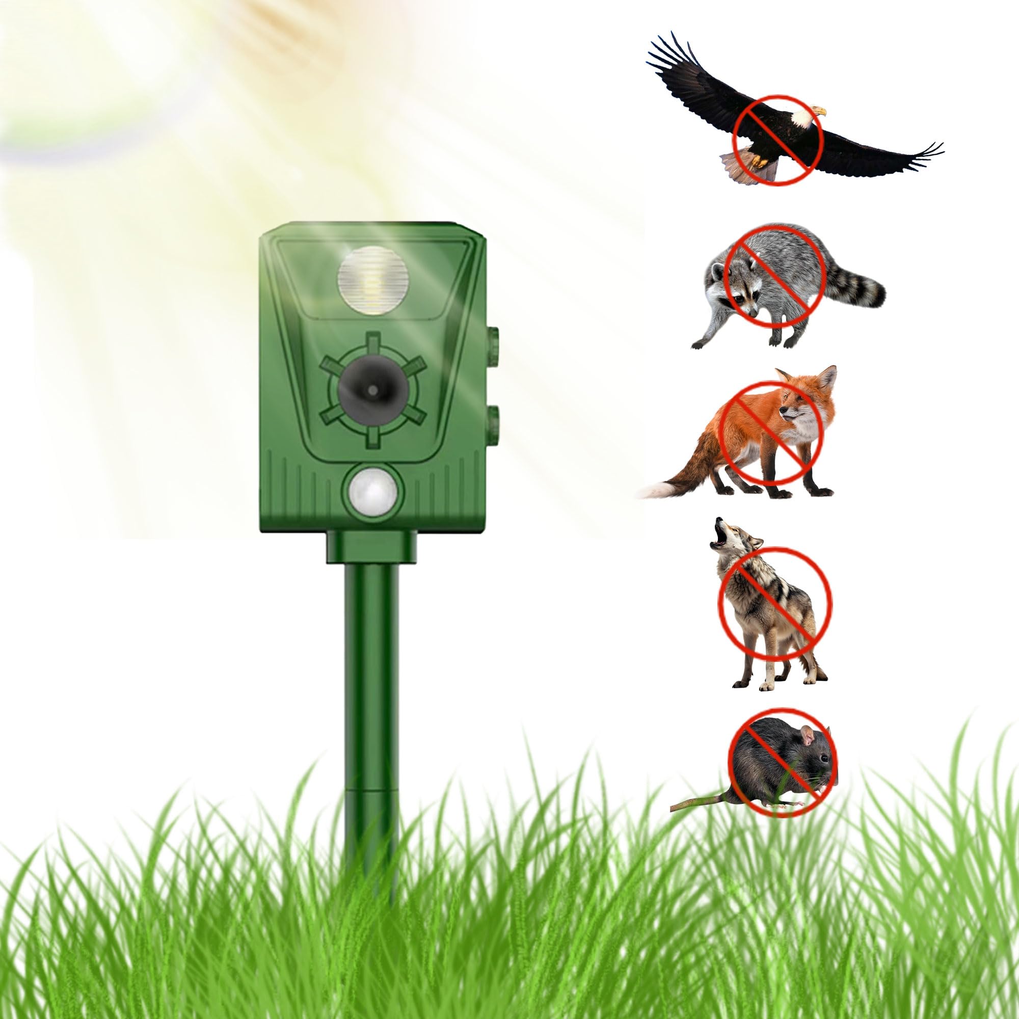 Repelente de Gatos, ahuyentador de pájaros, disuasión Solar ultrasónico, Parada de Animales, Gatos, Ratas, Perros, pájaros, Zorros y Otros, Repelente al Aire Libre para Animales con LED Intermitentes