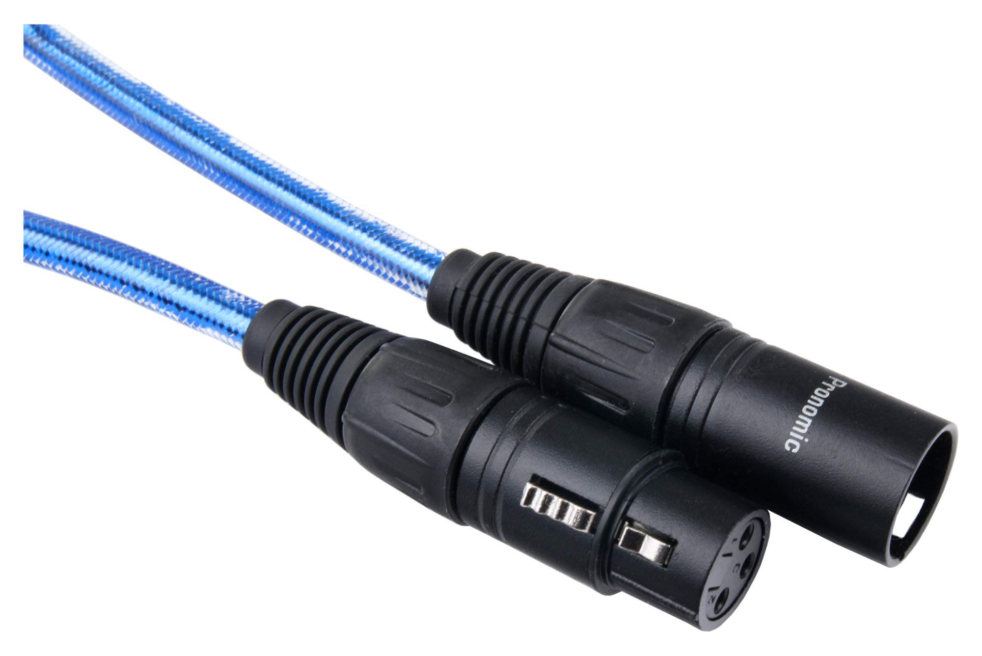 Pronomic Stage XFXM-Blue-10 Cable De Micrófono XLR 10 m Metallic Blue Set | Conectores: XLR hembra 3 polos ? XLR macho 3 polos, Longitud: 10m, Sección del conductor: 0, 226 mm², Cobre libre de oxígeno