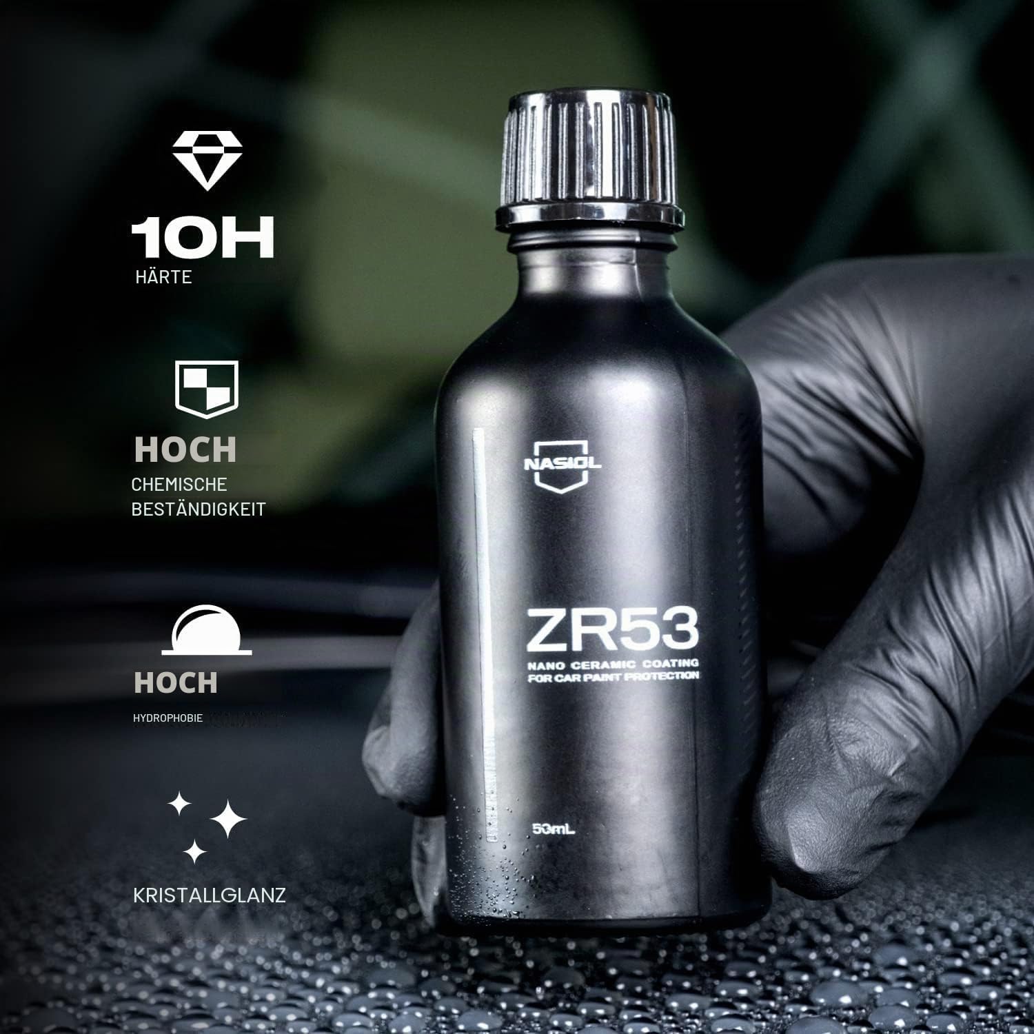 NASIOL ZR53 Nano Keramikversiegelung Auto, Keramikversiegelung, Lackversiegelung Auto, Keramik Autolack,Ceramic Coating, Hochwertige Nano Keramik Fliesen Kit 9H Farbschutz 50 ml