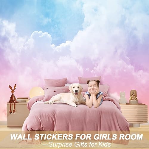 Miniatura 2 de Murales de pared de seda grandes, papel tapiz de nube, 103 pulgadas de ancho x 69 pulgadas de alto, papel tapiz para niños, muestra lujo y