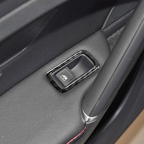 Miniatura 3 de Compatible con interruptor de elevación de ventana de coche, adhesivo de control de botón de fibra de carbono, accesorios interiores para Volkswagen