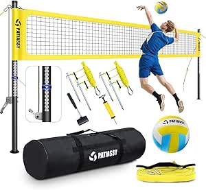 Patiassy Volleyballnetz Set Outdoor - Höhenverstellbar Mit Aluminiumstangen