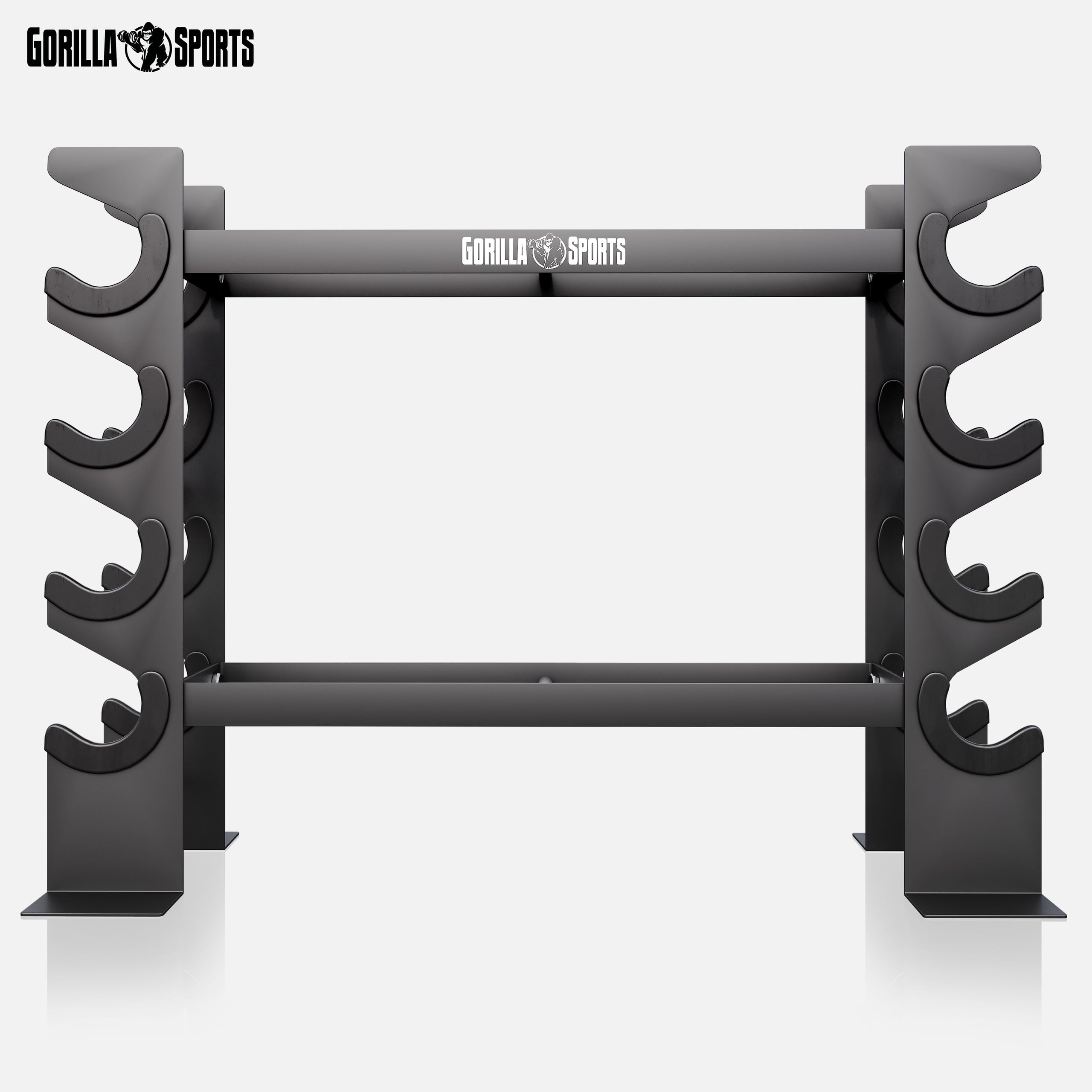 GORILLA SPORTS® Porta Pesi - Multifunzionale, 68x20x52 cm, Carico Mass. 300 kg, Nero - Manubri Palestra Casa, Rastrelliera, Attrezzi, Rack, Supporto Manubrio, Home Gym, Dischi, Accessori, Fitness