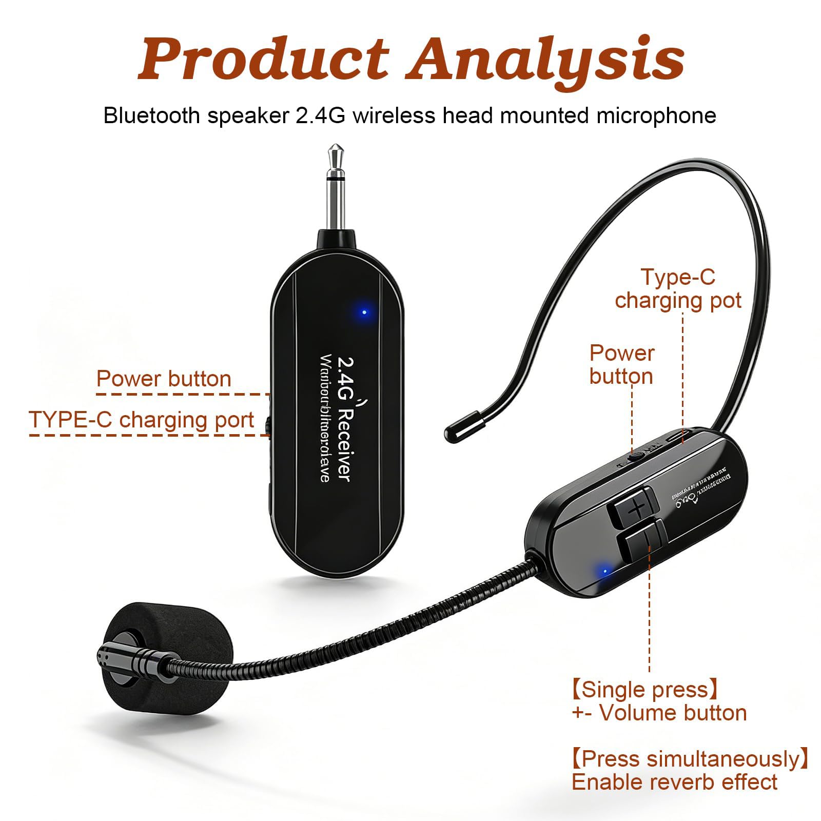 Microfono Archetto Wireless,Microfono Ad Archetto Wireless,Microfono Archetto Ricambio,Microfono Wireless Ad Archetto Per Riunioni Ed Eventi,Durata Della Batteria Da 6 A 8 Ore,Portata 50M,Nero