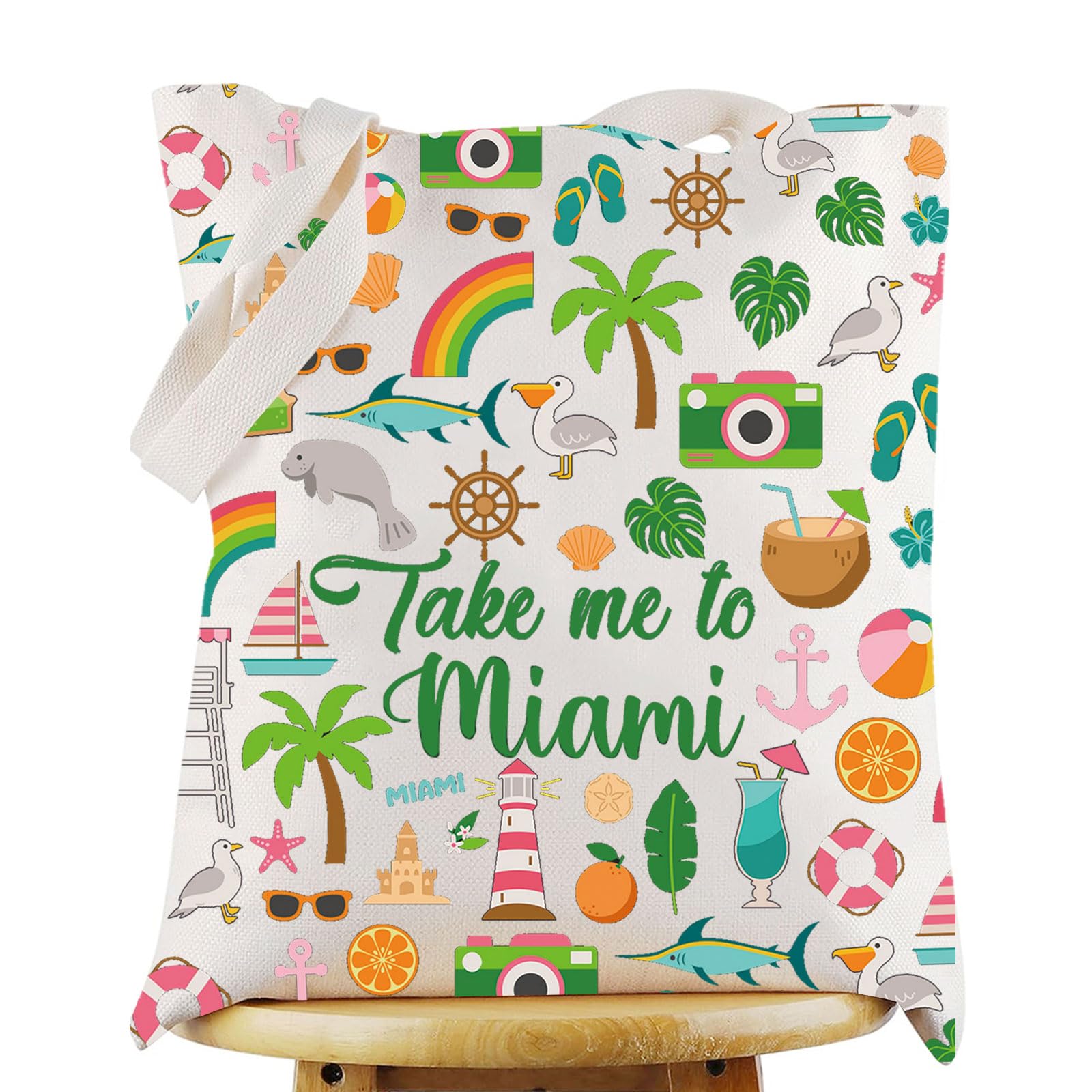 WZMPA Miami Florida Travel Cosmetic Bag Miami Souvenir Gifts Take Me To Miam Zipper Pouch Bag Miami City Trip Gift (To Miami-Tote)