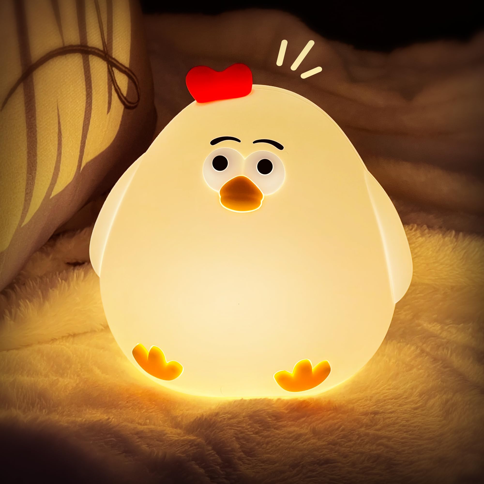 L LOHAS LED Night Light for Kids, Silicone Chick Cute Lamp,3 Level Dimmable,30 Minutes Timer Nightlight for Kids, Bedside Touch Baby Night Light, Soft Lamp