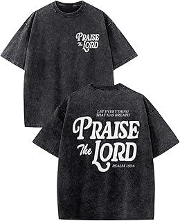 Christian Jesus Shirts for Men Religious Praise The Lord Bible Verse Shirt Oversized Graphic