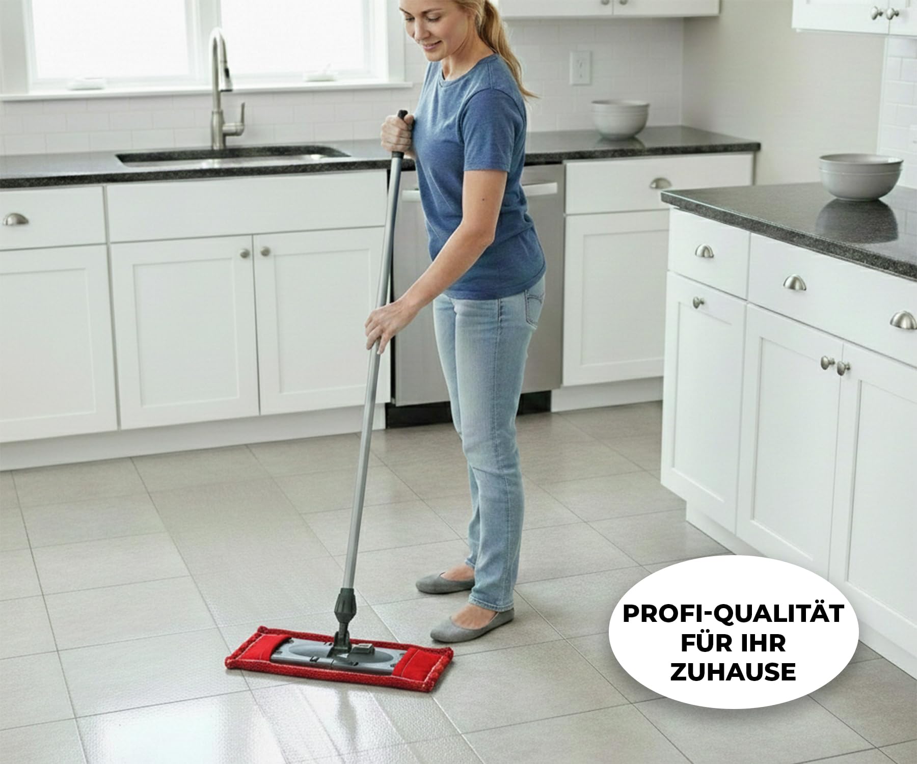 Wischmoppbezug Ersatzbezug 40 cm – Mikrofaser – Gestrickt Moppbezug für Bodenwischer & Klapphalter – Wischmopp Bezug Set 5er – Waschbar bis 90°C – Für Parkett Laminat Fliesen – Rot