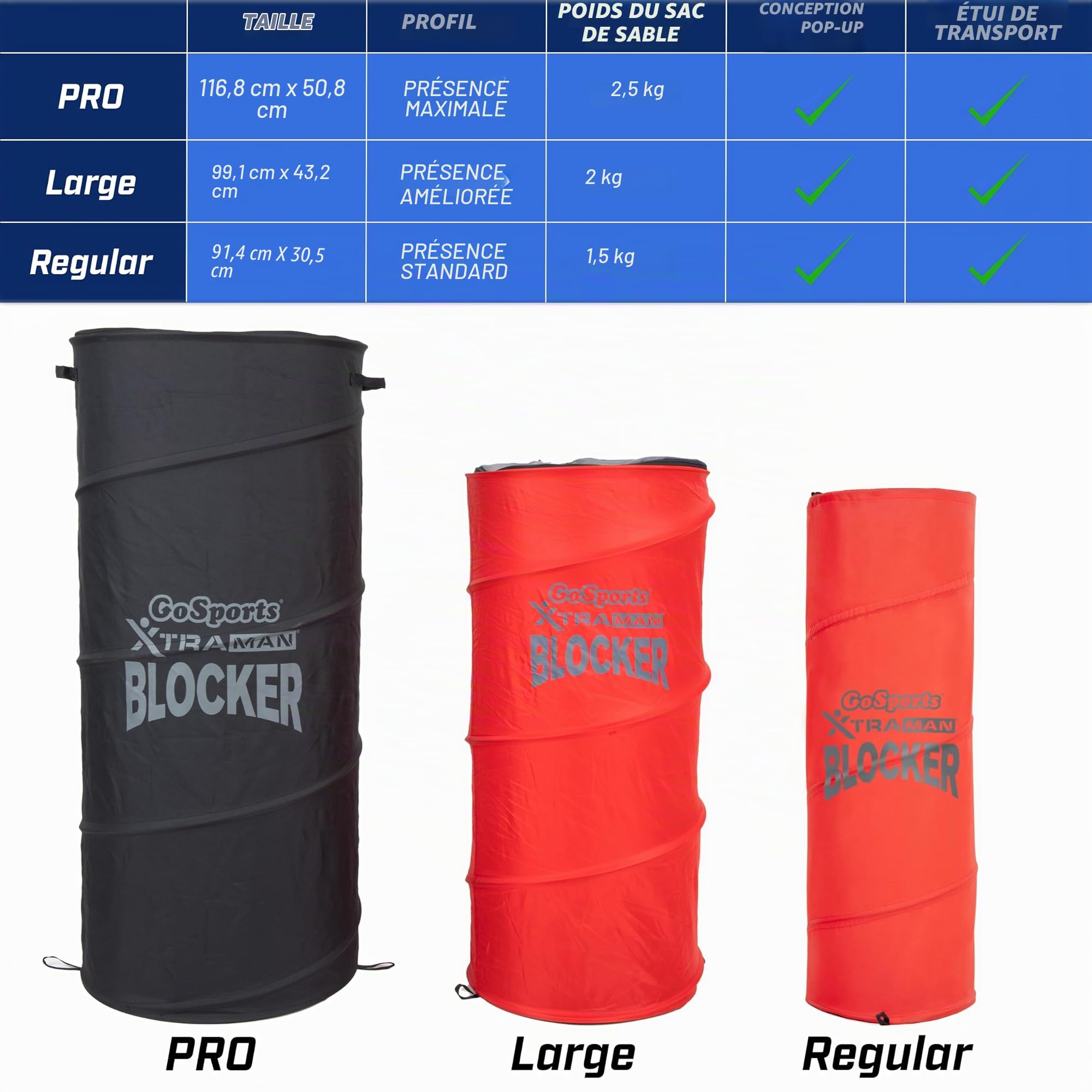 GoSports Xtraman Lot de 3 Défenseurs Pliables – Simulez en Toute Sécurité des Défenseurs pour Tous Les Principaux Sports – Basket-Ball, Football Américain, Football et Plus Encore