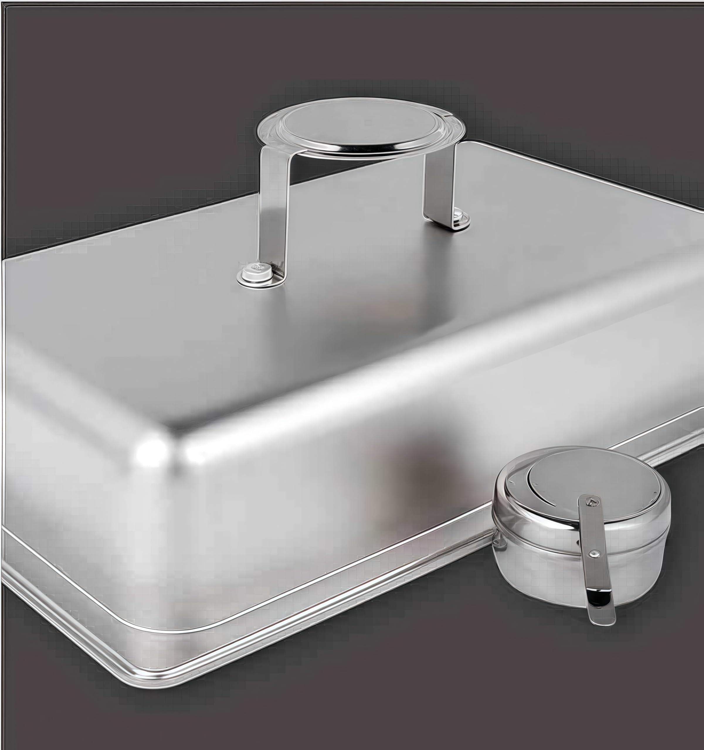 Fornello idraulico a buffet, sistema di riscaldamento in acciaio inox, per ristoranti ed eventi, design con copertura in vetro per una visualizzazione ottimale degli alimenti e calore