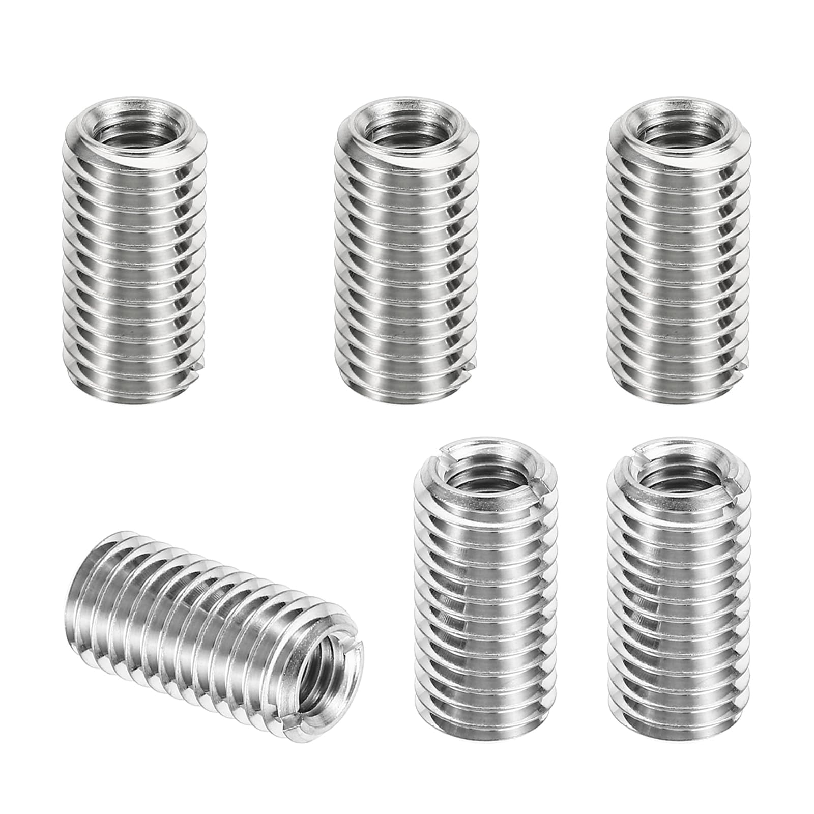 TOP-VIGOR 6 Pcs Thread Adapters Sleeve Reducing Nut, M12 x 1.75 Male to M8 x 1.25 Female Repairing Insert Nut Screw Reducer 303 Stainless Steel for Metal & Automotive Fixes (24mm Long)