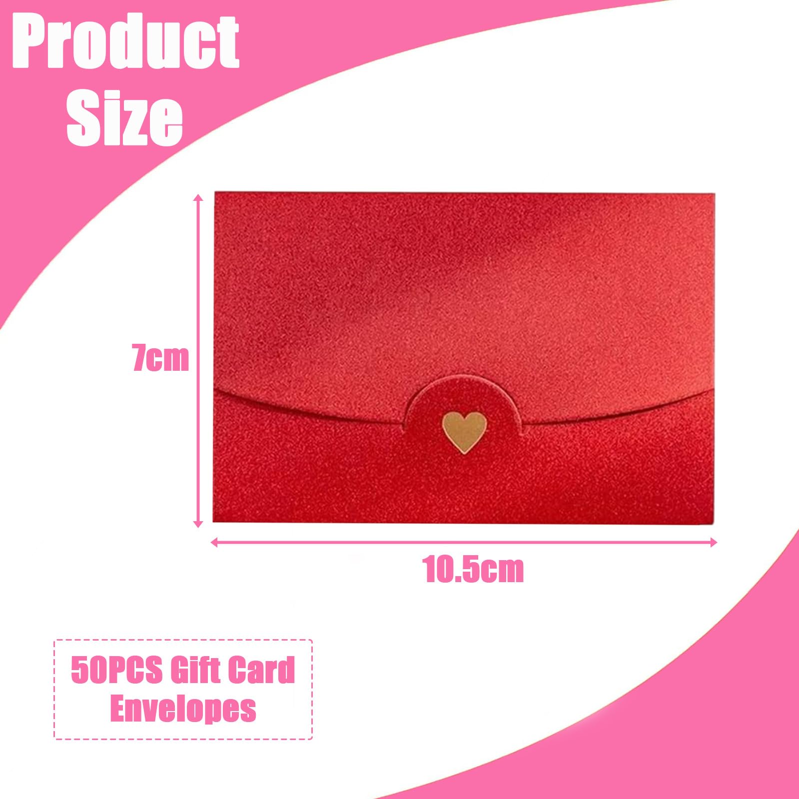 50PCS Red Mini Envelope, Gift Envelopes with Heart Clasp, Vintage Mini Card Envelopes - Image 2
