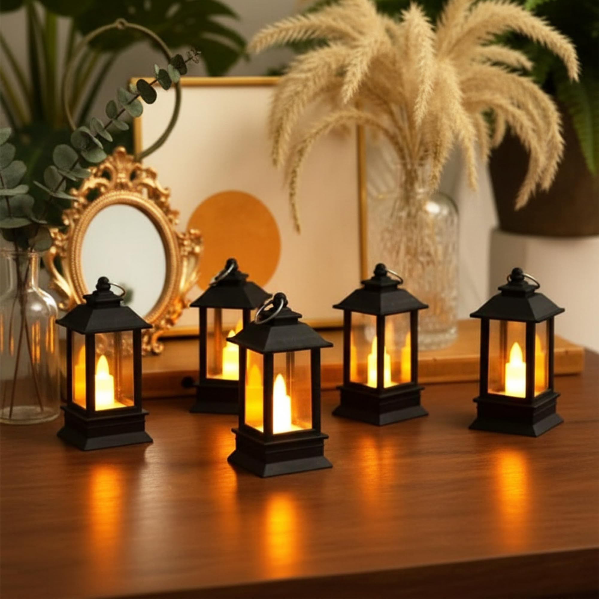 SpecialYou® Mini Latern Lamp Hanging for Diwali for Decoration for Home Decor, Hanging Lights for Living Room, Aesthetic Room Decor Items Pinterest- Set of 5 (Black)-image-42