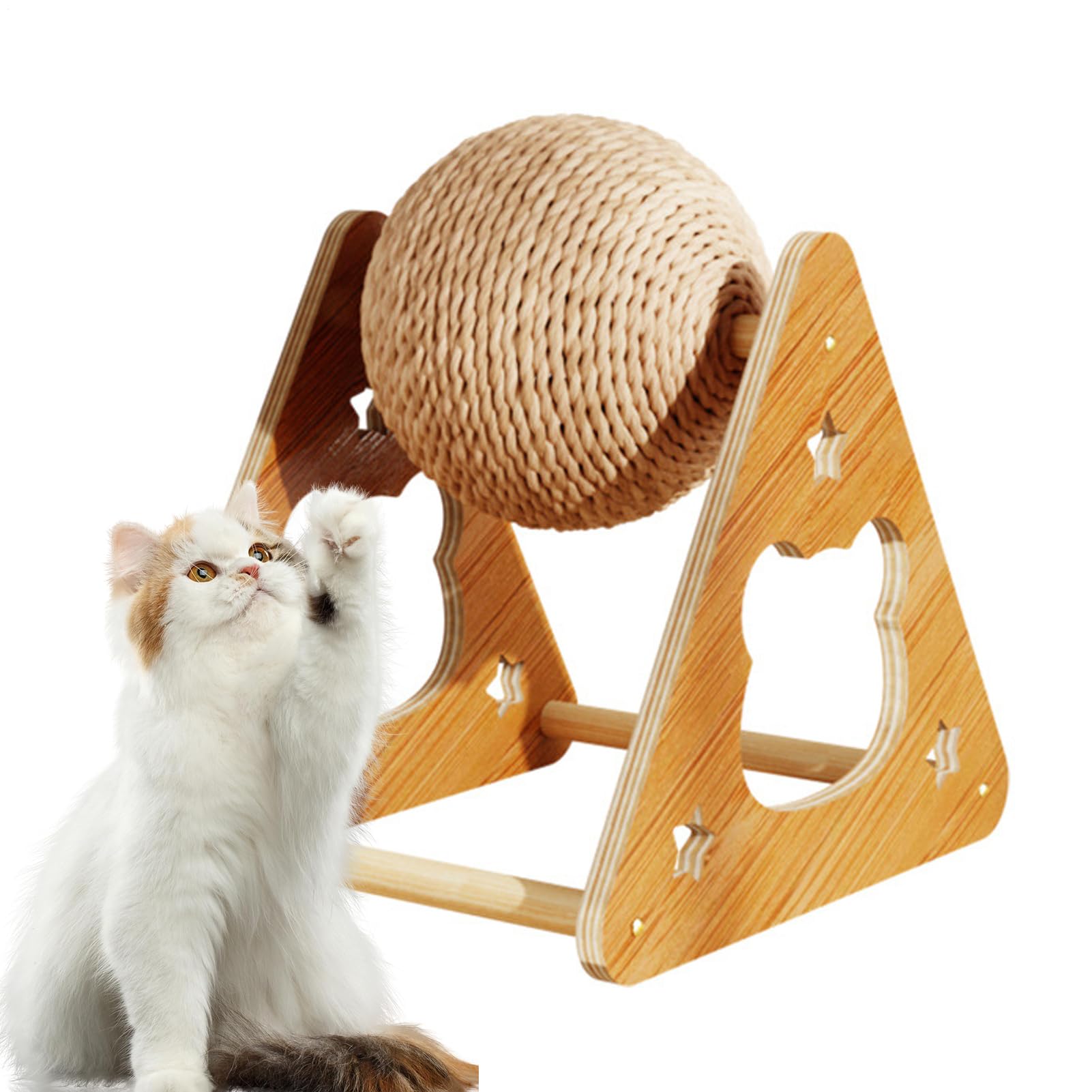 Jouet pour chat boule sisal verticale en bois pour enrichir son quotidien en appartement