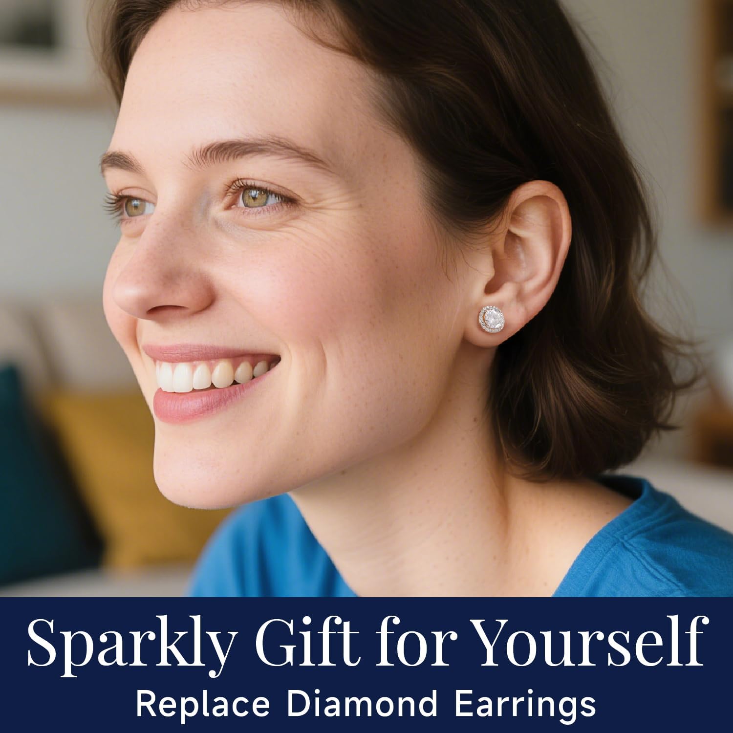 MomentWish Moissanite Earrings for Women, Gifts for Christmas, 1/2 Carat Moissanite Stud Earrings, D Color VVS1 Simulated Diamond 925 Sterling Silver Halo Earrings for Birthday Anniversary - Image 2