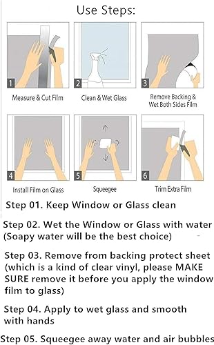Miniatura 5 de Película de vidrio para ventana, película de privacidad para ventana, película de vinilo de adsorción electrostática, adecuada para oficinas,