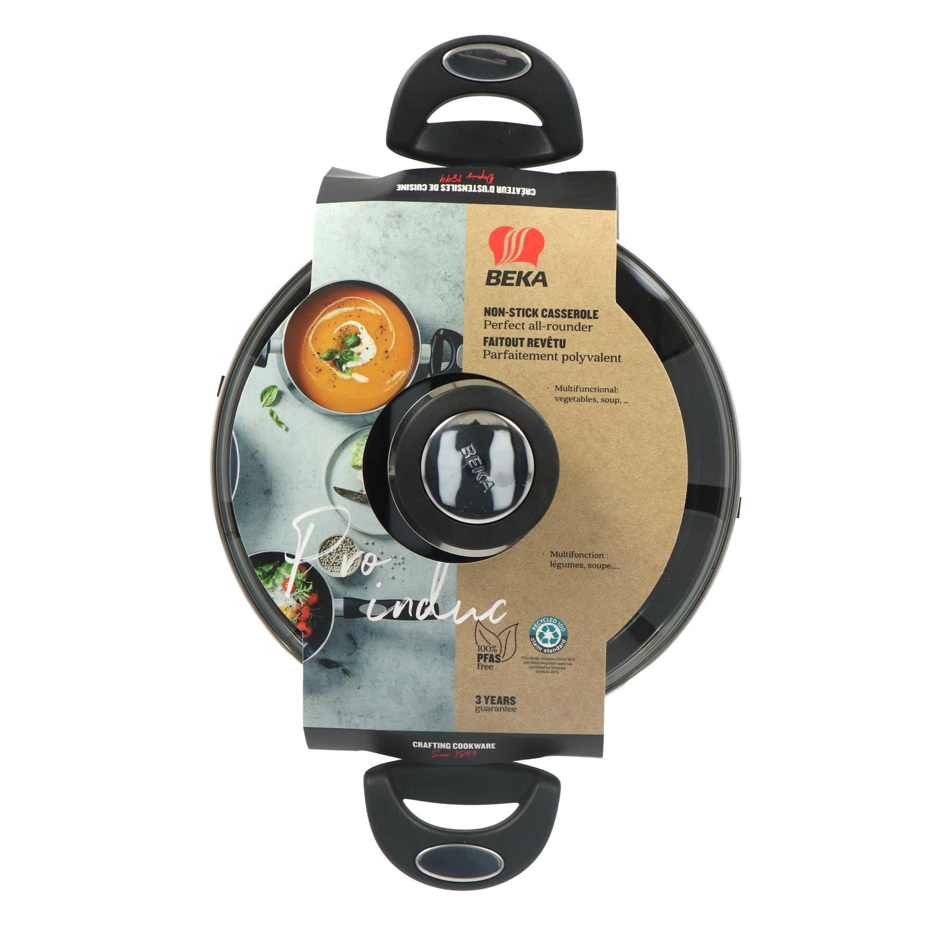 Beka Pro Induc Faitout Céramique Antiadhésif - 20 cm - Aluminium 100% Recyclé - Sans PFAS - Compatible Tous Feux Induction - Garantie 3 ans