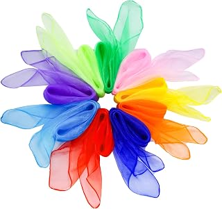 9 Pcs Square Juggling Silk Dance Scarves Magic Tricks Performance Props Accessories Movement Scarf Rhythm Band Scarf 24 Inches 9 Colors