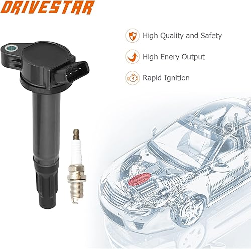Miniatura 2 de DRIVESTAR Paquete de bobinas de encendido bujía iridio 2013-2018 para Toyota Avalon, 2007-2017 para Toyota Camry, 2006-2015 para Lexus IS250,