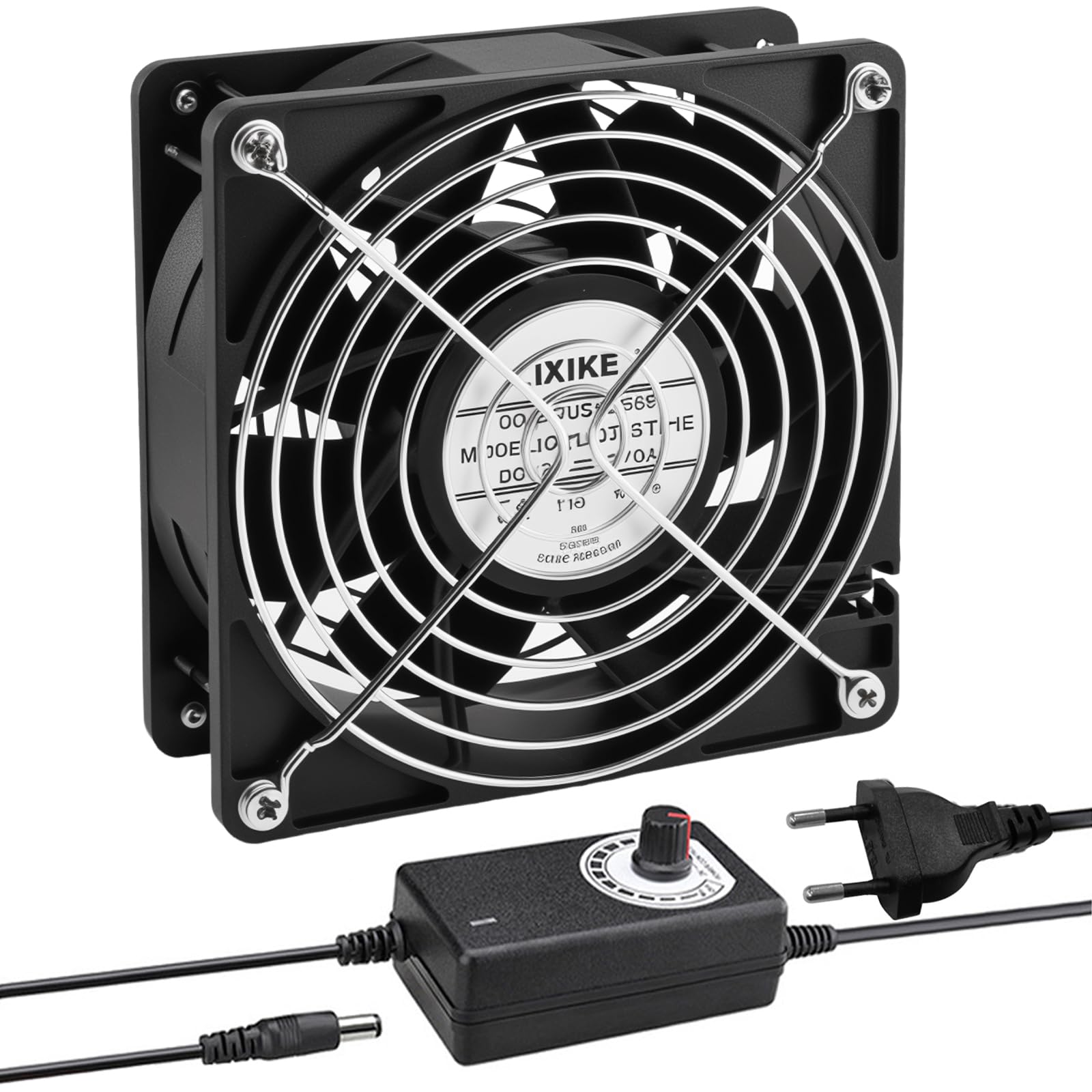 Joycabin 120mm Lüfter, Großer Luftstrom Kühlung Lüfter mit Geschwindigkeitsregler, 100V-240V Betriebener AC Axiallüfter Dual kugellager, Gehäuselüfter für PC, Server, Schrank, Gewächshaus