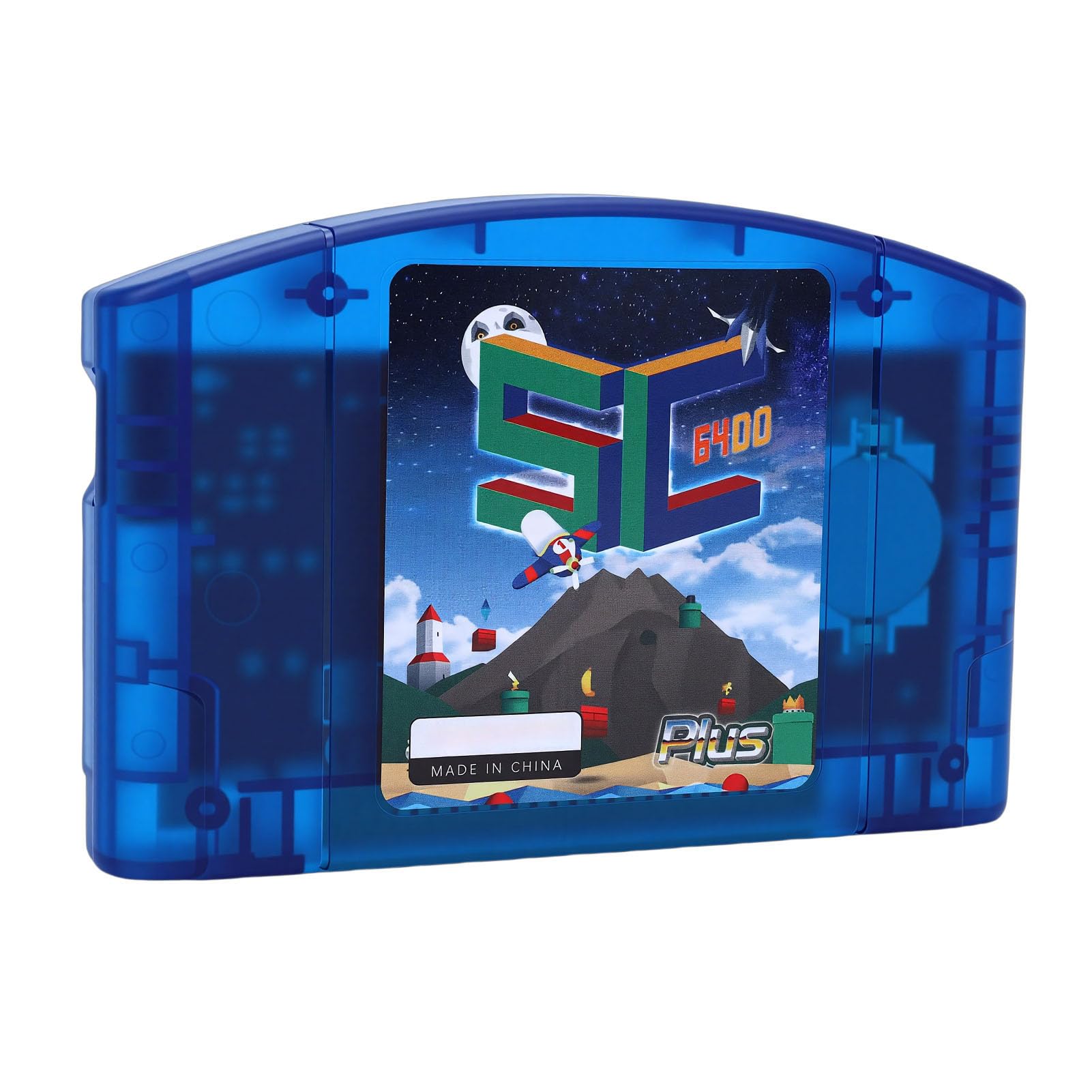 Open Source Pasuje do Konsoli do Gier N64 z funkcją Automatycznego Zapisywania Kopii Zapasowych, Obsługuje Gry 64 MB i Połączenie USB Typu C do Gier Retro (Niebieski przezroczysty)