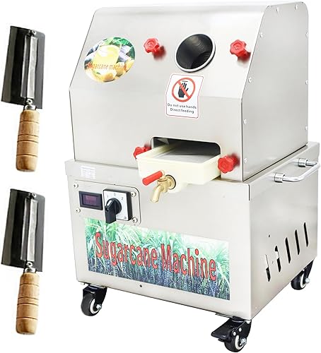 Exprimidor eléctrico de caña de azúcar, exprimidor vertical de jugo de caña de azúcar, 3 rodillos de acero inoxidable, extractor de prensa de jugo
