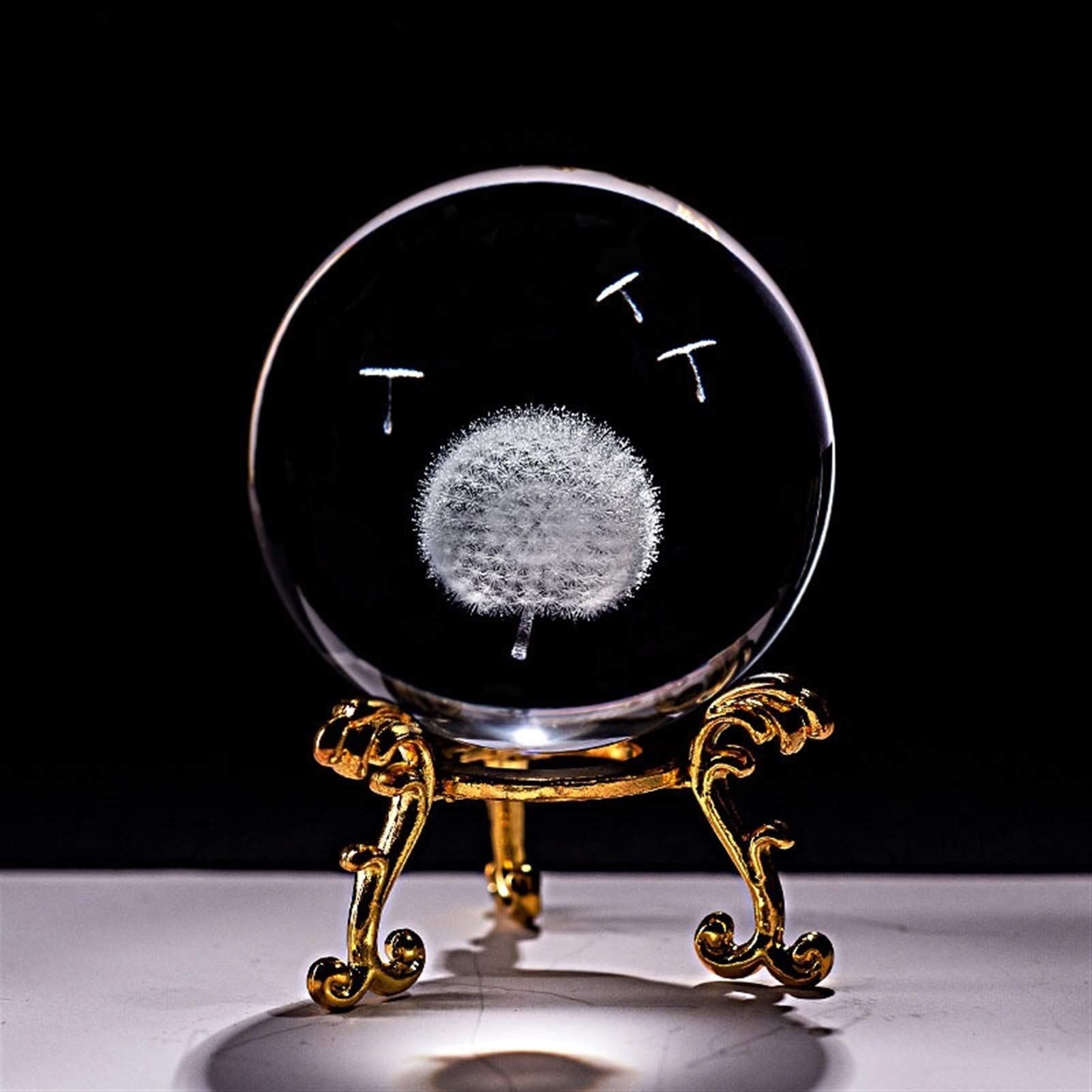 Bola de Cristal (en la Magia Occidental) Crystal 3D Bola Láser Grabado Diente de León Miniatura Globo Globo Esfera Hogar Decorativo Ornamento Artesanía Regalos Bola de Cristal(Only Ball)