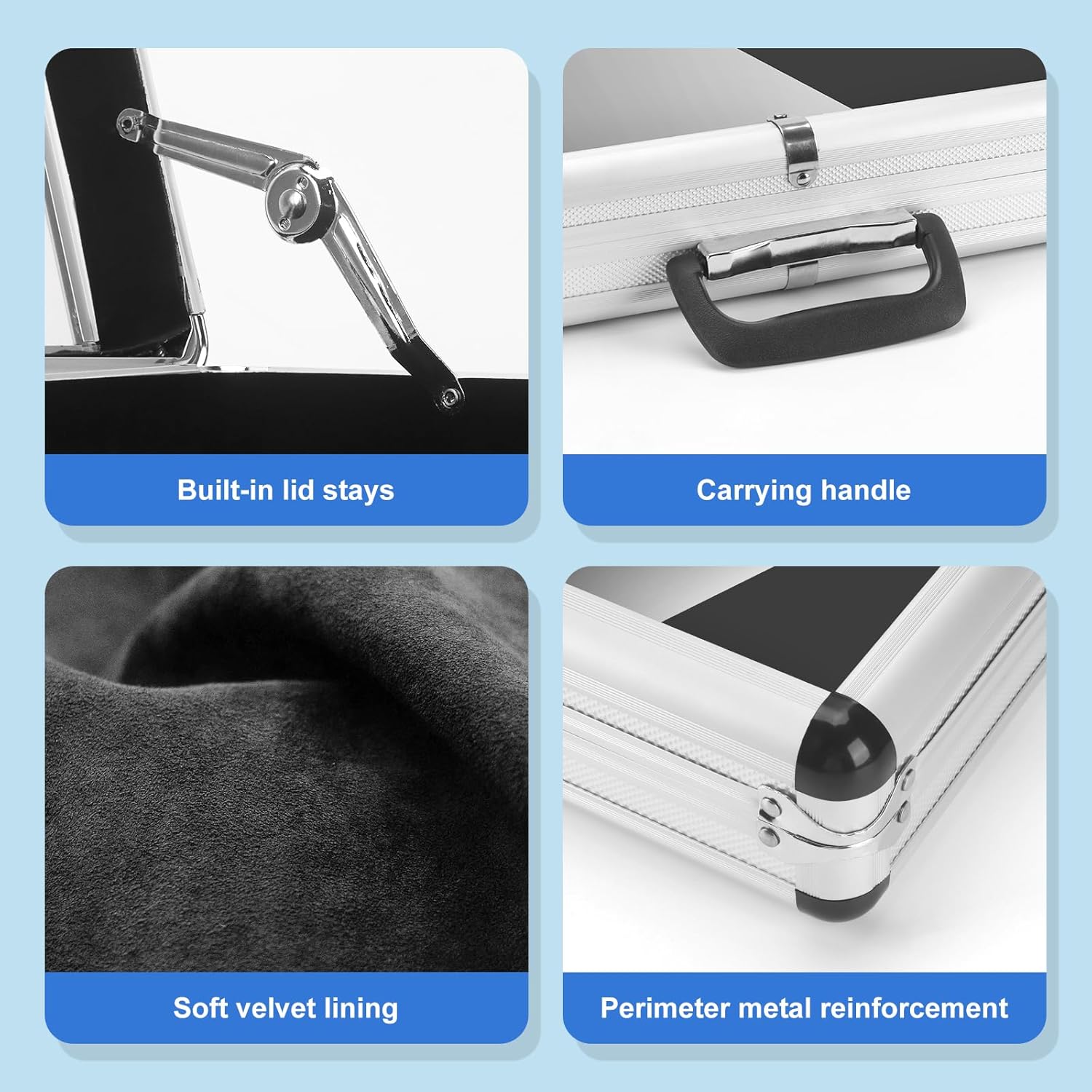 Large Aluminum Card Display Case - Portable Trading Graded Sports Card Show case with Lock, Trade Show Display for TCG/Jewelry Collection, 34"x22"