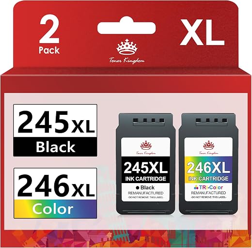 Pioneering Toner Kingdom Compatible 245XL 246XL Ink Cartridge Replacement for Canon PG-245XL CL-246XL 243XL 244XL for PIXMA MX492 MX490 MG2522 MG2922 MG2520 MG2920 MG2420 TR4520 TS3122...