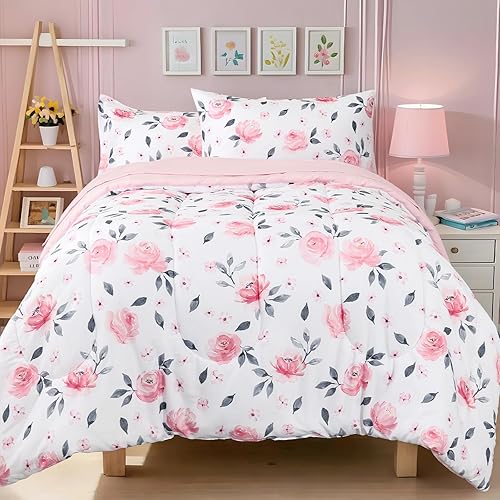 Miniatura 8 de PHF Juego de ropa de cama infantil de 4 piezas, ultra suave, incluye edredón, sábana bajera, sábana encimera y funda de almohada para niños y niñas,