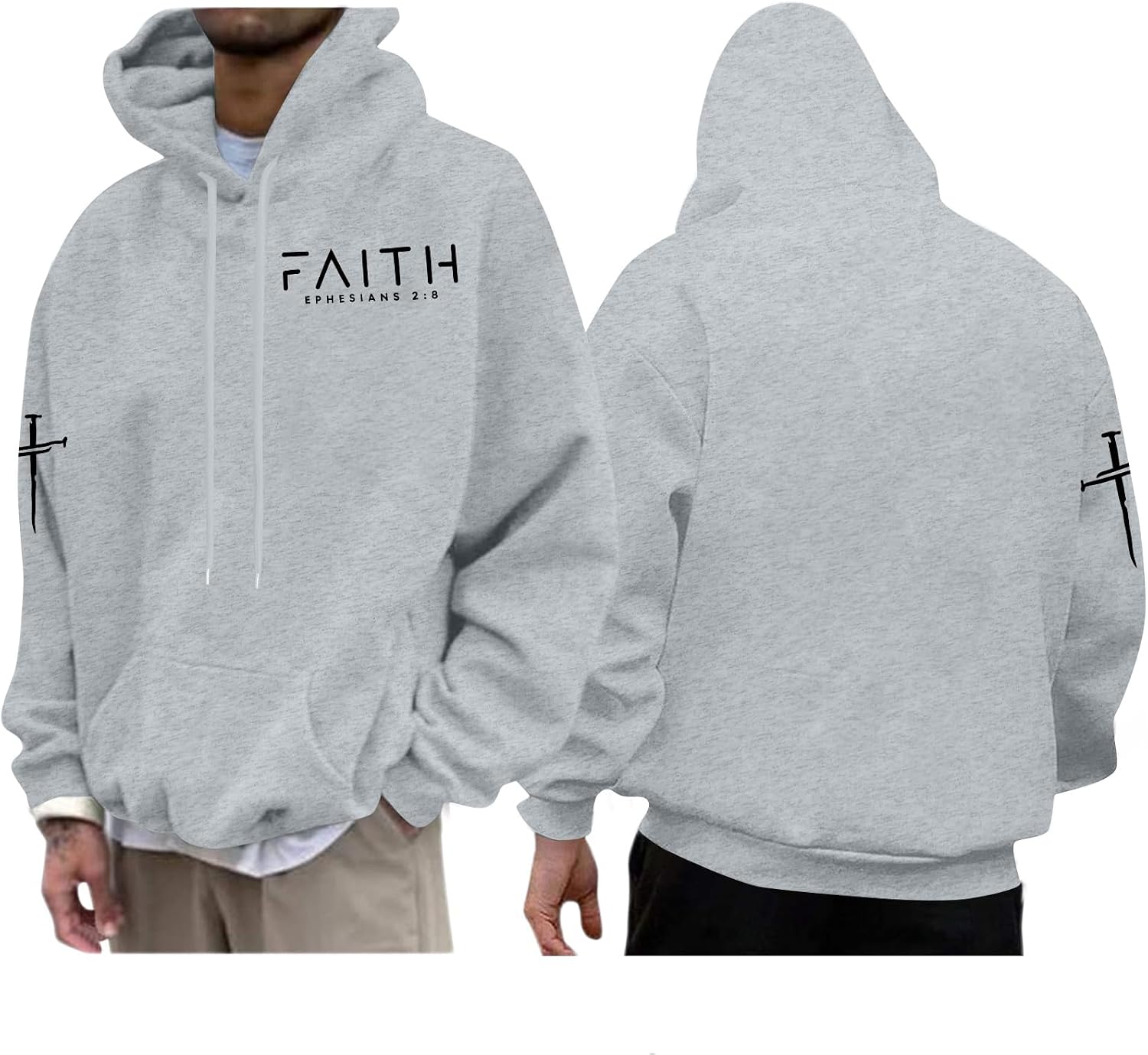 Christian Hoodies for Men Faith Cross Sweatshirts Jesus Hoodie Bible Religious Pullover Christian Gifts for Men