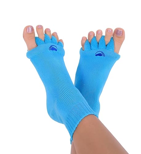My Happy Feet Foot Alignment Socks with Toe Separators – Holiday Socks for Women & Men - Cozy Christmas Gift Idea - Medium - Light Blue