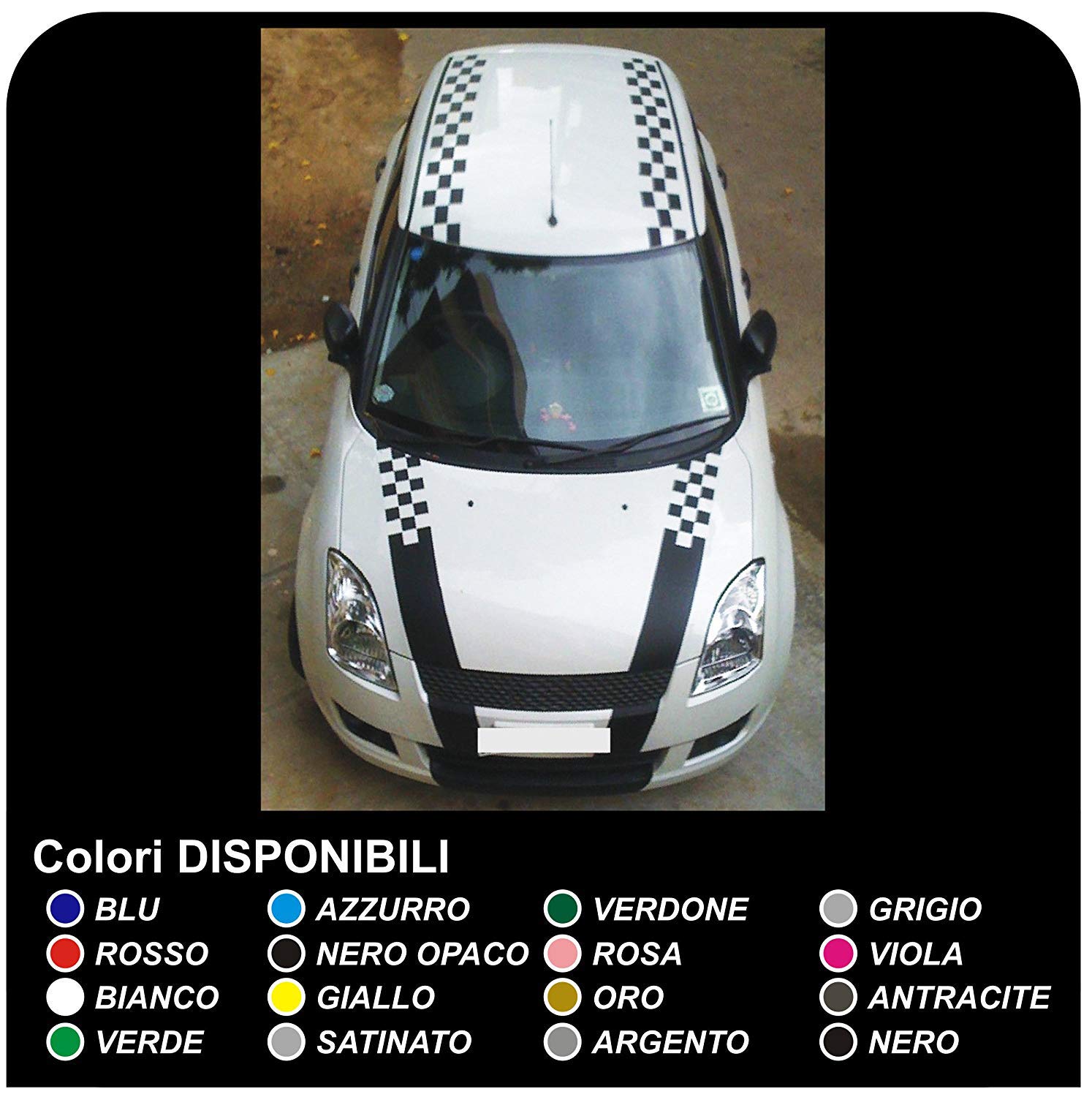 Adesivi Auto Rally Sport Per Cofano, Tetto E Fiancate - PVC Personalizzabile Colore - Foto 5