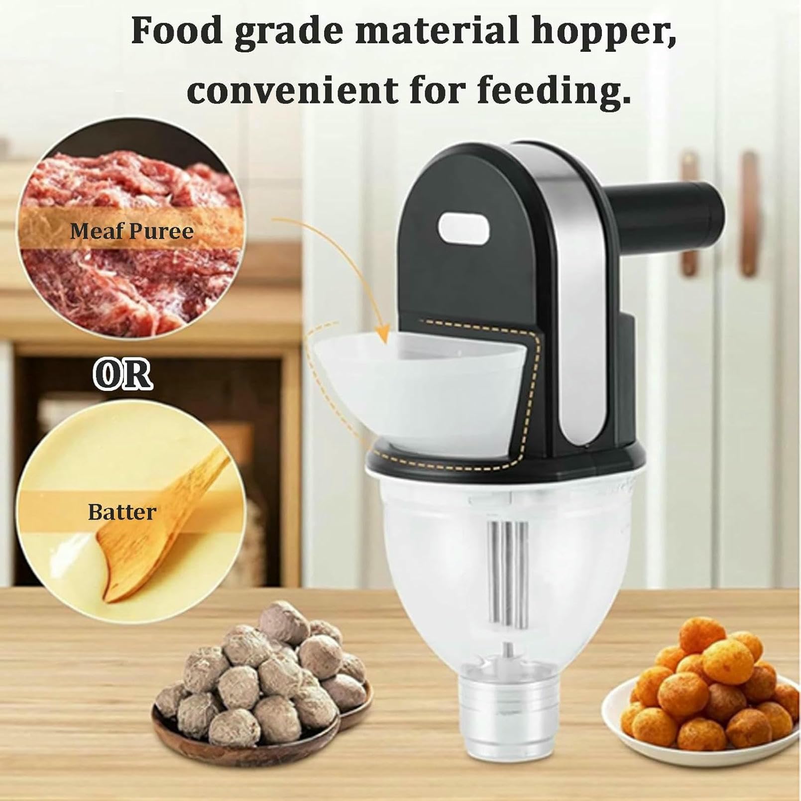 Machine à boulettes de viande électrique, machine de formage automatique de boulettes de poisson pour les amateurs de bricolage, idéal pour la cuisine à la maison et la préparation des repas, facile à